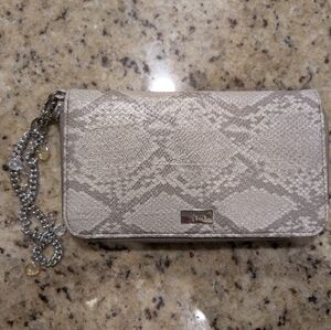 Thirty One Jewell Collection Taupe Snake Print Wristlet Wallet